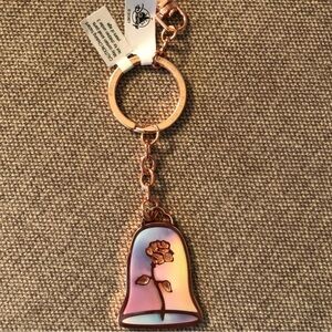 NWOT Disney Beauty and the Beast Enchanted Rose Keychain Bag Charm